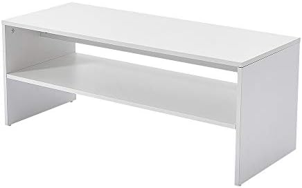 2-Tier Coffee Table, Couch End Side Telephone Small Sofa Tea Accent Table Chipboard Living Room Dining Room Kitchen Furniture (White)