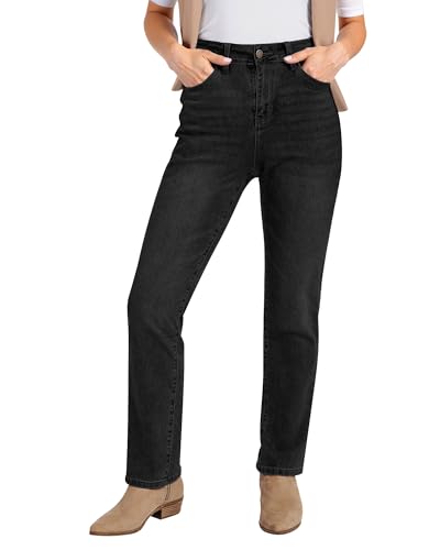GRAPENT Straight Leg Jeans for Women Trendy High Waisted Classic Stretchy Denim Pants Casual Trouser Jeans with Pockets