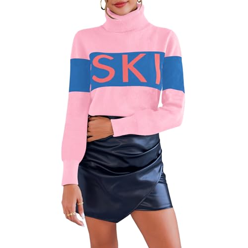 Ybenlow Women Casual Sweaters Stripe Colorblock Tops Winter Ski Sweaters