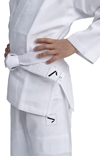 IPPONGEAR Beginner 2 Kinder Judoanzug Kampfsport Anzug inkl Gürtel (Ausrüster der deutschen Nationalmannschaft, Gummizug & Schnürbund an der Hose, 190gr/m² Stoffdichte) weiß