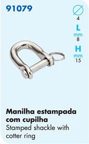 Nautos #91079- Stamped Shackle with Cotter Ring - Set of 2 Pieces-Sailboat Hardware