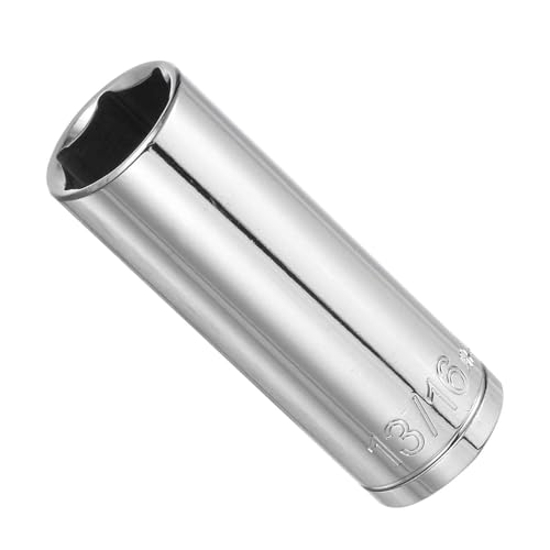 CoCud 6-Point Socket, 1/2" Drive 13/16 Deep, Mirror Chrome Plating CR-V SAE Deep Impact Socket - (Applications: for Ratchet Torque Electric Wrenches Car Repair), 1-Pieces