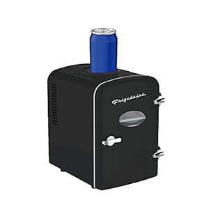 Frigidaire EFMIS171-BLACK 6+1 Retro Mini Portable Personal Fridge/Cooler for Home, Office or Dorm with Active Cooling Can Holder on Top, Black, standard Frigidaire EFMIS171 BLACK 61 Retro Mini Portable Personal FridgeCooler for Home Office or Dorm with Active Cooling Can Holder on Top Black standard
