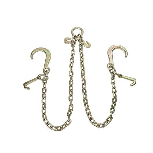 Aikosin Tow Hook G70 Forged 2Ft Towing Chain V Bridle With 8 Inch And 4 Inch J Hooks 4700Lbs Safe Working Load Fit For Flatbed Truck Trailer #TOP5