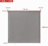 UISEBRT Roleta zewnętrzna, markiza pionowa, roleta balkonowa, do użytku na zewnątrz, roleta przeciwsłoneczna, ochrona przed promieniowaniem UV (140 cm x 140 cm, szara)