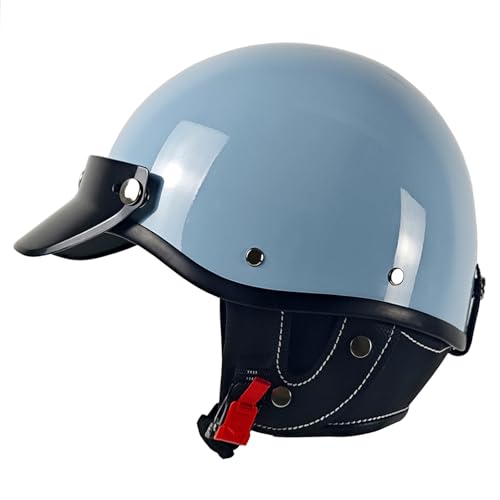 Half Motorcycle Helmets Retro Open Face Half Shell Motocross Helmet for Cycling Motocross Cruiser Bike Scooter Chopper Men Women DOT Approved (Blue, Medium) by SanQing - Used condition - US$47.49