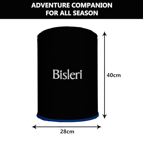 Image of Kuber Industries Water Camper Cover | 20 Ltr-Water Can Cover | Dust & Spill Protector Dispenser Bottle Cover | Round Rexine Camper Cover | Black