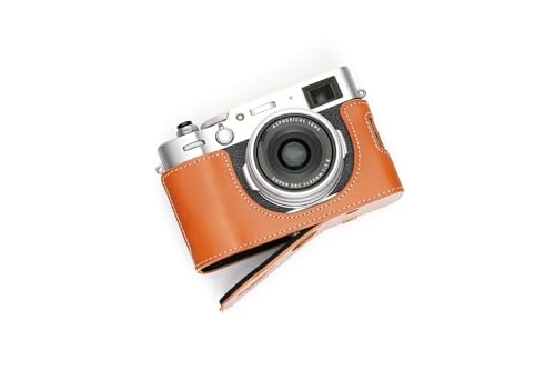 Housse FUJIFILM X100V contre les rayures étui cuir sable brun ergonomique