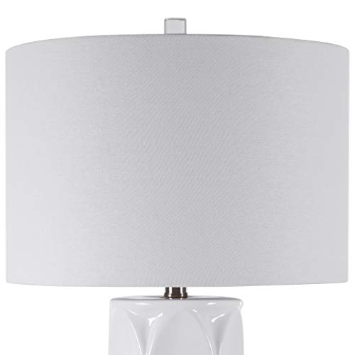 My Swanky Home Mid Century Modern Graphic Gloss White Table Lamp Oval Pattern Geometric #TOP3
