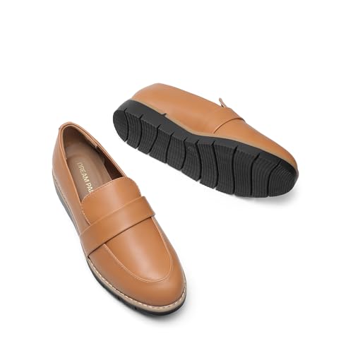 DREAM PAIRS Women's Loafers, Slip-On Business Casual Work Shoes,Size 10,Brown-Pu,DWUMLS2506
