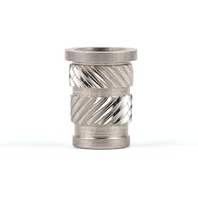 E-Z LOK Threaded Inserts for Plastic, 3/8-16, Straight, Flanged, Stainless Steel Threads, Heat-Stake Installation, Pack of 10, FL-316-HI-CR