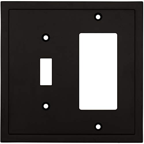 Henne Bery Modern Edge Decorative Wall Plate Switch Plate Outlet Cover, Durable Solid Zinc Alloy (Toggle/Decorator, Matte Black)
