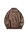 Fullneat Men’s Faux Leather Bomber Jacket Oversized Vintage Motorcycle Moto Coat Black Jacket Unisex Streetwear Zip Up Biker Outerwear Fashion Trendy Outfits for Men Women Casual Daily Wear Brown XL