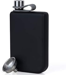 Vonwulf 8oz Hip Flask and Funnel, Stainless Steel Matte Black - Whiskey Flask