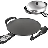 40Cm/46mm Elektrische Grillplatte Antihaft-crêpe-Maschine & Chapati- & Pfannen- Und Pfannkuchen-Maschine Einstellbare Digitale Heizsteuerung für Äthiopisches Injera 40cm