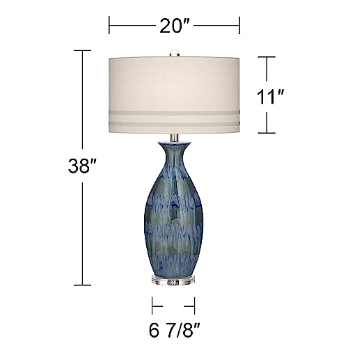 Lámpara de Mesa de Cerámica Azul 38 Pulgadas miniatura 4