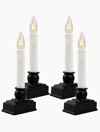 Adirxon 4Pk Christmas Window Candle Light 8.5In Battery Operated with Timer