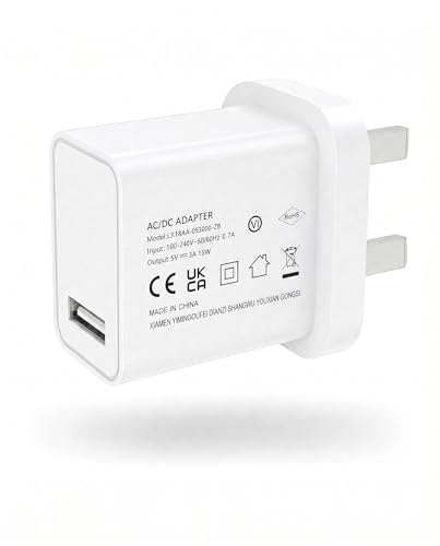 Image of YIMINGOUFEI 15W USB Wall Charger UK Plug, 5V 3A USB Power Adapter with USB A Port, Universal 100-240V USB Charger for iPad Pro, Drone Batteries, Tablets & Mobile Devices White