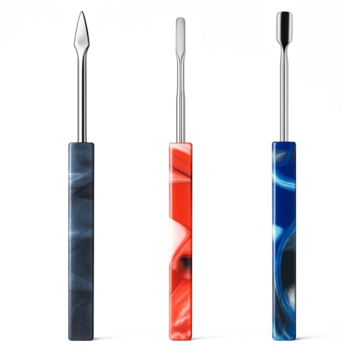 Spacenight Wax Carving Tool Epoxy Resin Grip, Artistic Pattern, Stainless Steel Tip Allows for Precise Pickup and Placement. 3pcs (Blue Marble 3-Piece Set) (Three-Color Combo Set)