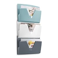Lot De 3 Corbeilles Murale CEP Ice Blue | Pour Tri Courrier Et Documents | Format A3+ | Fixation Murale Incluse