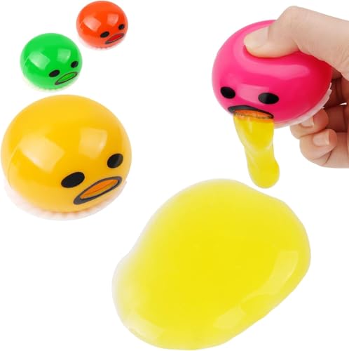 Ainiv Puking Egg, 4 Stück Erbrechendes Ei Squeeze Toys Eigelb Druck Ball Kotzen, Süße Runde Erbrechen Lutschen Eigelb Stressabbau Spielzeug Erbrechen & Saugen Entlasten Sie Stress Spucken Eigelbs