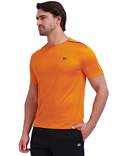 Russell Athletic Mens Dri-Power Flow Short Sleeve Performance Space-Dye Tee, Vibrant Orange, L #TOP1