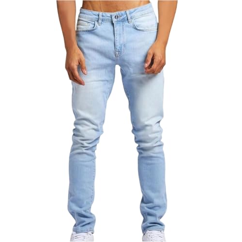 Generisch Outdoorhose Herren, Jeans Stretch Slim Fit Herren Jeanshose Business Freizeit Denim Skinny Jeans Regular Fit Männer Motorradhose Mit Protektoren Stretch Jeans Stretch Jeans (L, Hellblau)
