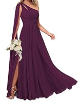 Design : robes de demoiselle d'honneur à une épaule, robes de demoiselle d'honneur avec cape, longue robe pour invitée de mariage, robe de la demoiselle d'honneur, robe de soirée formelle pour une soirée Caractéristiques : épaule dénudée, coupe droit...