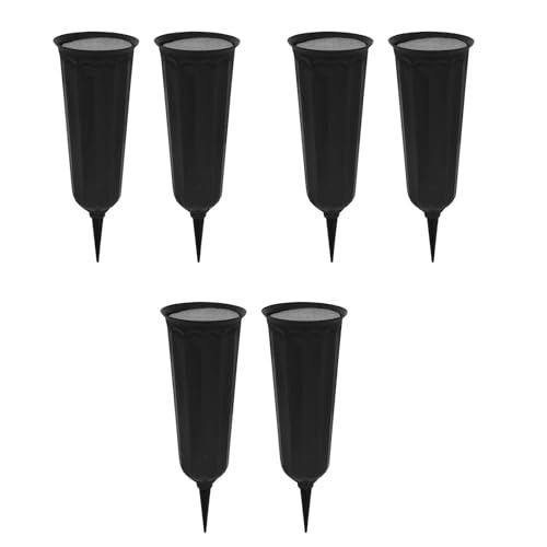 Pocoiau Jarrones para tumbas, 6 jarrones conmemorativos para cementerio, con pinchos e inserciones de espuma para decoración de tumbas, uso al aire libre