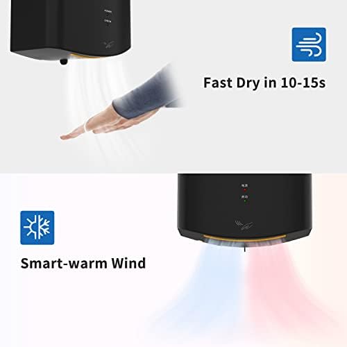 anydry 2630S Compact Hand Dryer Automatic High Speed Electric Hand Dryer,Commercial or Household,Hand Dryer for Toilets.(Black)