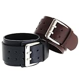 MAGICLULU Pulsera de Piel Doble con Gran Hebilla para Hombre Brazalete Vintage Resistente y Práctico Regalo para Día del Padre Diseño Chic y Fácil de Poner