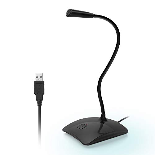 USB Mikrofon PC Computer Standmikrofon, Plug & Play mit Stummschalttaste Microphone für Skype, Zoom, Spiele, Diktation…