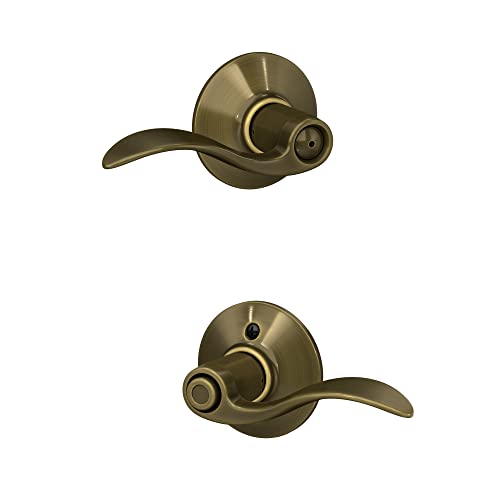 Schlage F40 Acc 609 Accent Door Lever, Bed & Bath Privacy Lock, Antique Brass #TOP2
