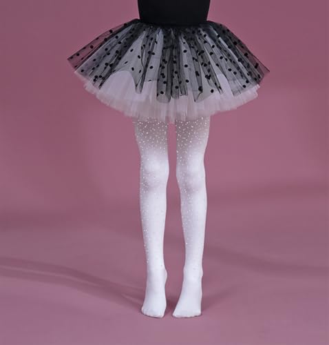Image of LUCKELF Girls Glitter Tights, Soft Opaque Tights Sparkle Rhinestone Tights School Dress Dance Stockings