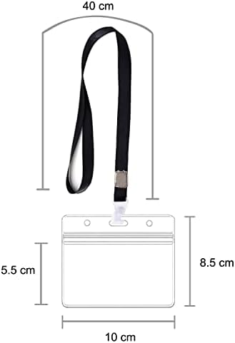2Pcs Clear Plastic Horizontal Name Tag Badge, Waterproof ID Card Holders with Lanyard
