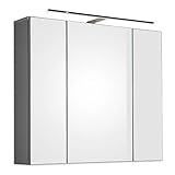 MODERN - Der Spiegelschrank besticht durch sein klares Design in Anthrazit, welches in zahlreiche Badezimmer passt und sich zudem sehr gut mit bereits vorhandenem Mobiliar kombinieren lässt.
