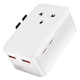 Grestar Adattatore Universale da Viaggio Ultra Sottile, 25W GaN, Presa Universale da Viaggio avec 2 USB C et 2 USB A, Worldwide Adattatore Compatibile con UK/USA/AUS, Giappone,Thailandia