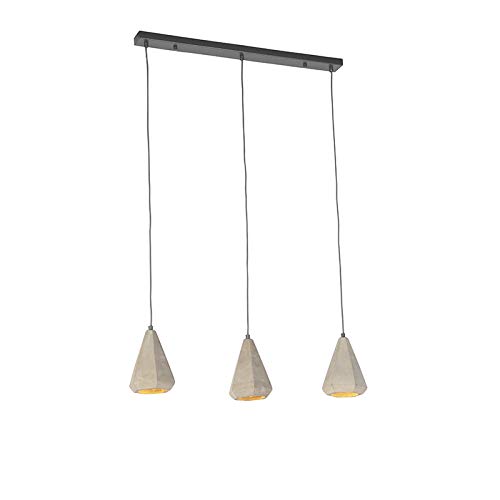 Preisvergleich Produktbild QAZQA - Industrie / Industrial Industrie / Industrialr Hängelampe / Pendellampe / Pendelleuchte / Esstisch / Esszimmernbeton - Hormigo Cone 3-flammig / Wohnzimmer / Schlafzimmer / Küche - Stein / Rund