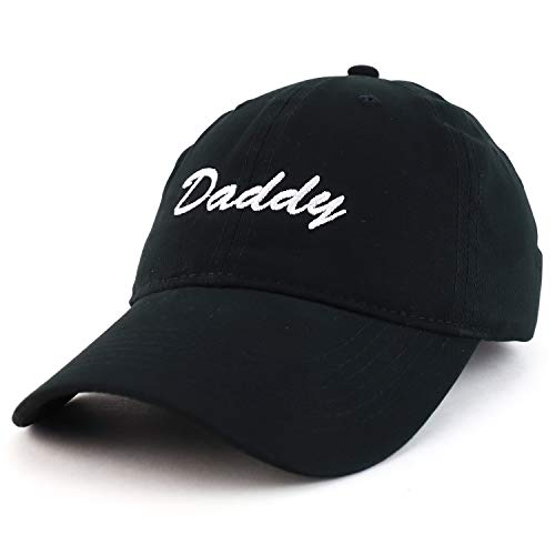 Trendy Apparel Shop Daddy Script Font Embroidered Low Profile Soft Cotton Baseball Cap - Black