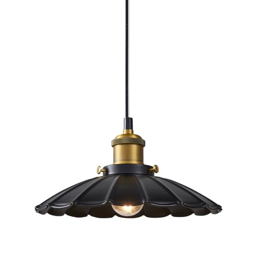 Oyisen Black Pendant Light, 9.8 Inch Retro Hanging Lamp...