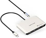 4 Station d'accueil des moniteurs, WAVLINK Adaptateur Quad Monitors pour M1/M2/M3/M4 macOS Systèmes, 140W PD dans, 4 HDMI, Quad 4K Produit SMI Chauffeur & Hôte USB3.2 Gen 2 Requis