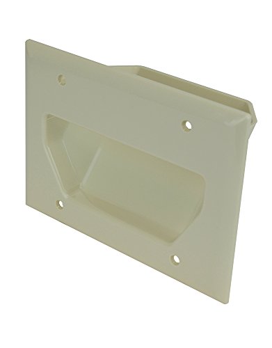 DataComm Electronics 45-0003-LA 3-Gang Recessed Low Voltage Cable Pass Through Wall Plate, Outlet Box, Conceals AV Wires Behind Wall-Mounted TVs & Amplifiers, Lite Almond
