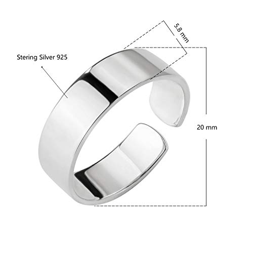 Lemon Grass Sterling Silver Simple Band Ring Open Ring Ajustable Wide Band Line Rings #TOP5
