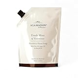 A LA MAISON Hand Soap Refill Pouch – Fresh Mint & Verveine – Liquid Hand Wash Refill, Eco-Friendly & Recyclable – Plant-Based, Biodegradable, Made in France – 16.9 fl oz – Amber Collection
