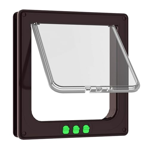 Moaobooh Puerta para gatos, puerta para gatos, resistente a la intemperie, fácil de instalar, puerta interior exterior, con ventana, para pared