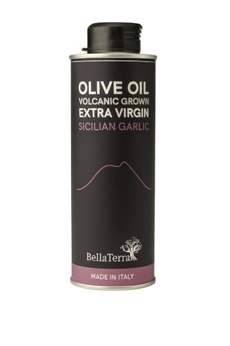 Sicilian Garlic Volcanic Extra Virgin Olive Oil, Cold Pressed, High Polyphenol, Artisan, Mount Etna – Premium Italian flavoured Oil 250ml