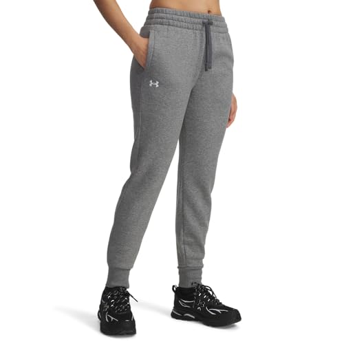 Under Armour Women's Rival Fleece Joggers, (028) Castlerock Light Heather / / White, X-Small