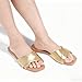 FITORY Women's Flat Sandals, Square Fashion Slides with Cross-Strap, Soft Leather Slippers for Summer Gold Size 6