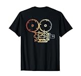 cama antigua de hierro y laton Ponte esta camiseta de productor de vídeo que muestra un diseño de cámara de cine de la vieja escuela con un gráfico de cámara antigua y rollo de película.