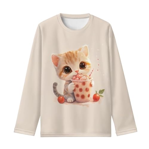 Image of Girls Long Sleeve Shirts Casual Crewneck Soft T-shirts for Girls 3-16 Years Old